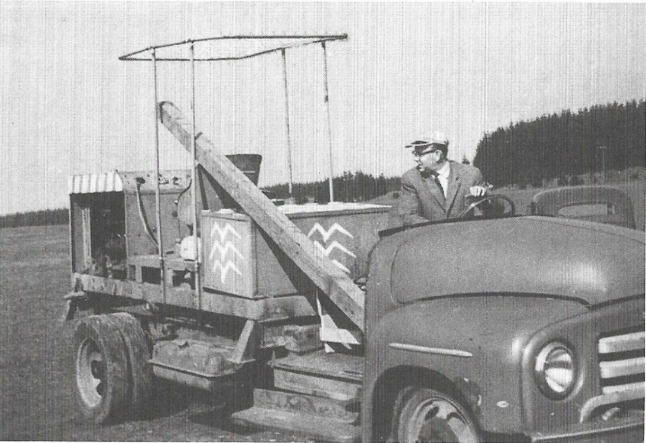 Erste selbstgebaute Schleppwinde am Flugplatz Breitscheid